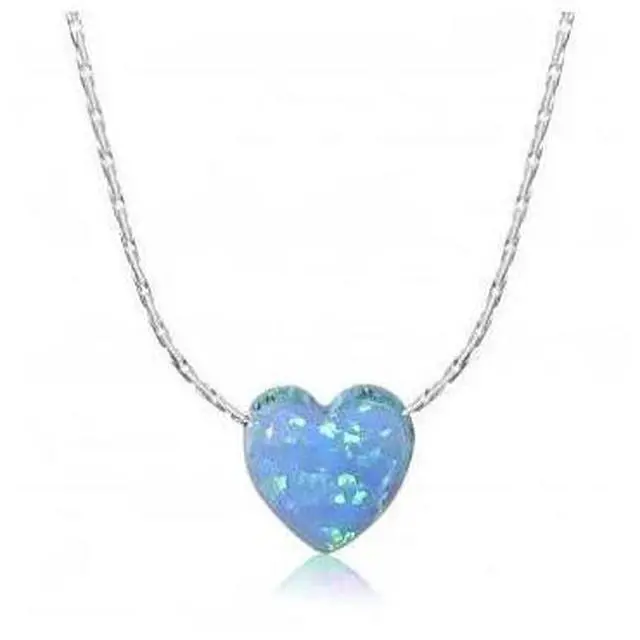 Main image of Vista Gypsy Heart Pendants Made of Synthetic Fiery Opal On a Sterling Silver Chain - Red Fiery Heart