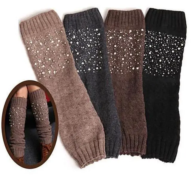 Main image of Vista Miss Pearly Legs Leg Warmers With Pearls And Crystals - Mocha Brown