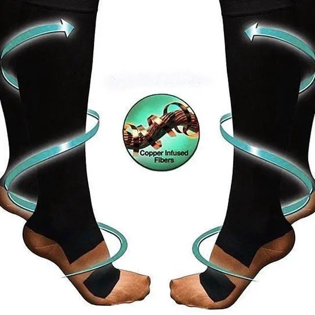 Main image of Vista Copper Infused Compression Socks 6-Pack Lightweight - Black