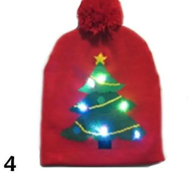 Main image of Vista Pom Pom Party Holiday Hats With LED Lights - Multicolor