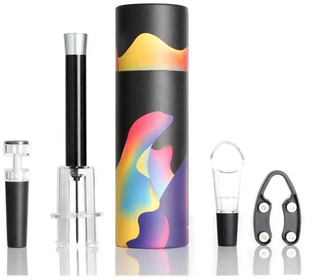 Main image of Vista Pour And Preserve Set of 4 Foil Cutter Air Wine Opener Aerator And Wine Stopper - Black