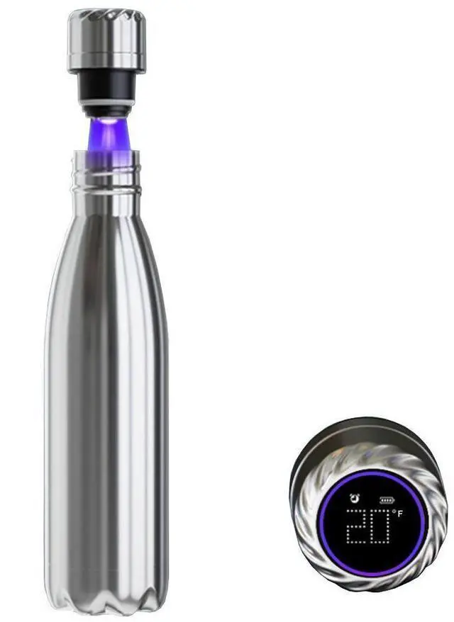 Main image of Vista Aquaala UV Water Bottle With Temp Cap - SOLID STEEL # 11