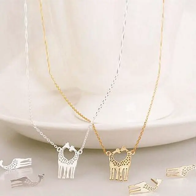 Main image of Vista LOVE IS TALL Giraffe Love Necklace And Earrings Set of 3 - 18kt Gold Plated