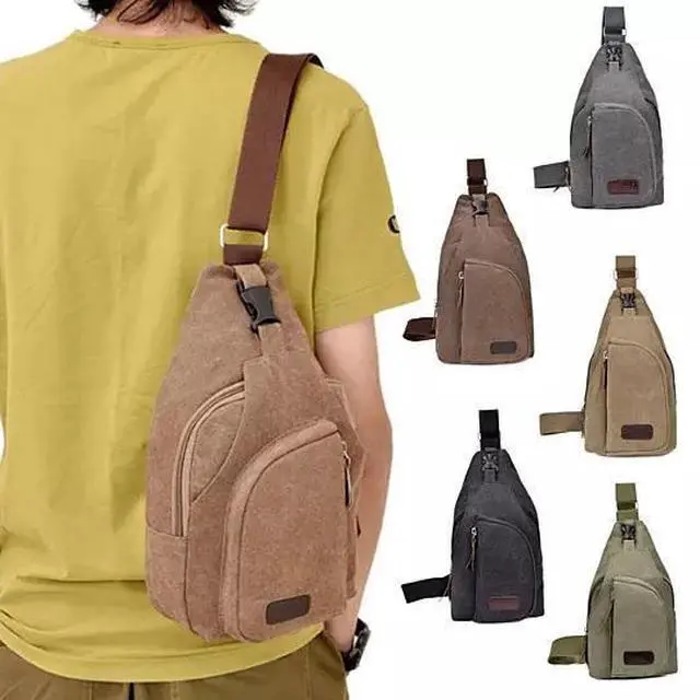 Main image of Vista Sling Cling Cotton Canvas Messenger Bag in 5 Colors - Bold Khaki