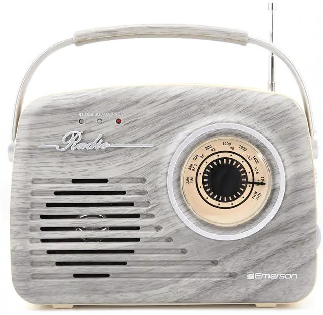 Main image of Emerson Portable Retro Radio with Built-In Rechargeable Battery - Grey