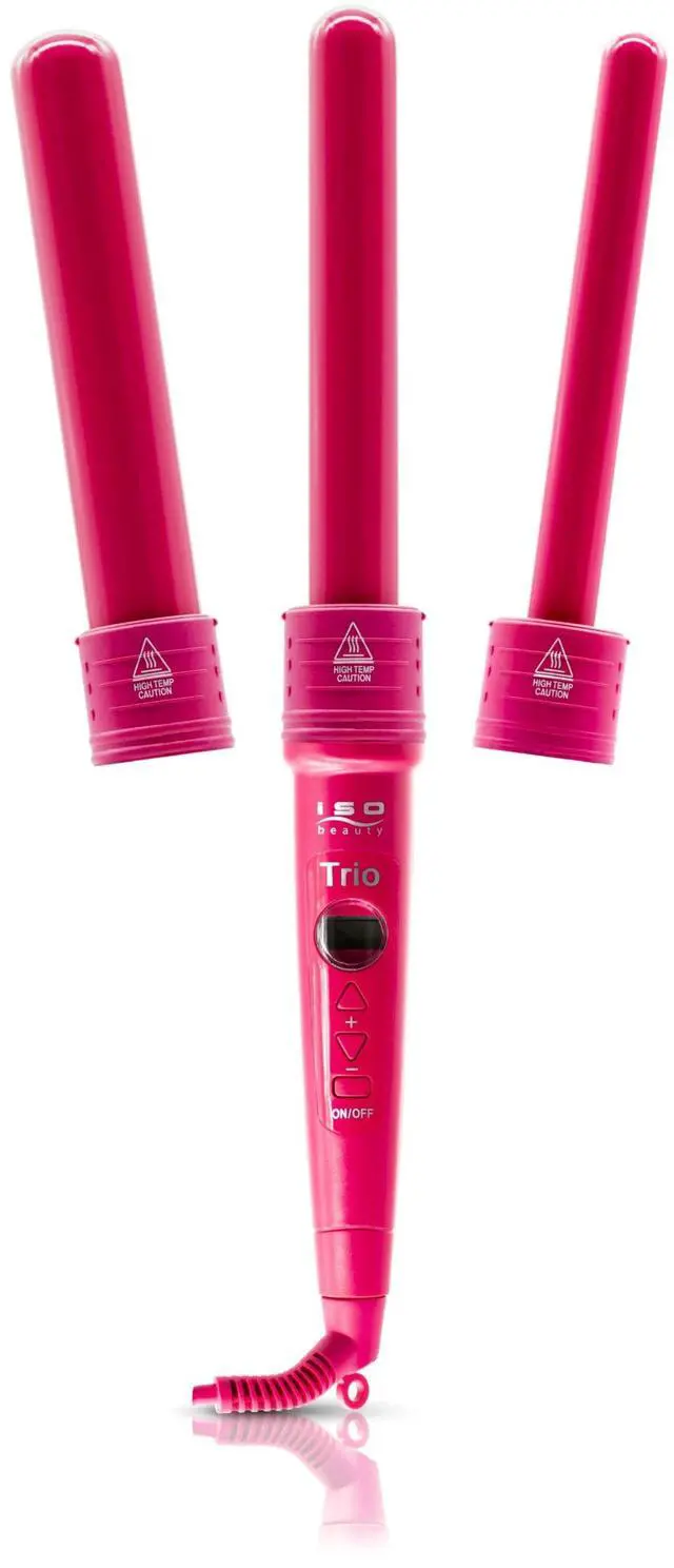 Main image of ISO Beauty Trio 3-in-1 Interchangeable Professional Tourmaline-Infused Ceramic Curling Set - Pink