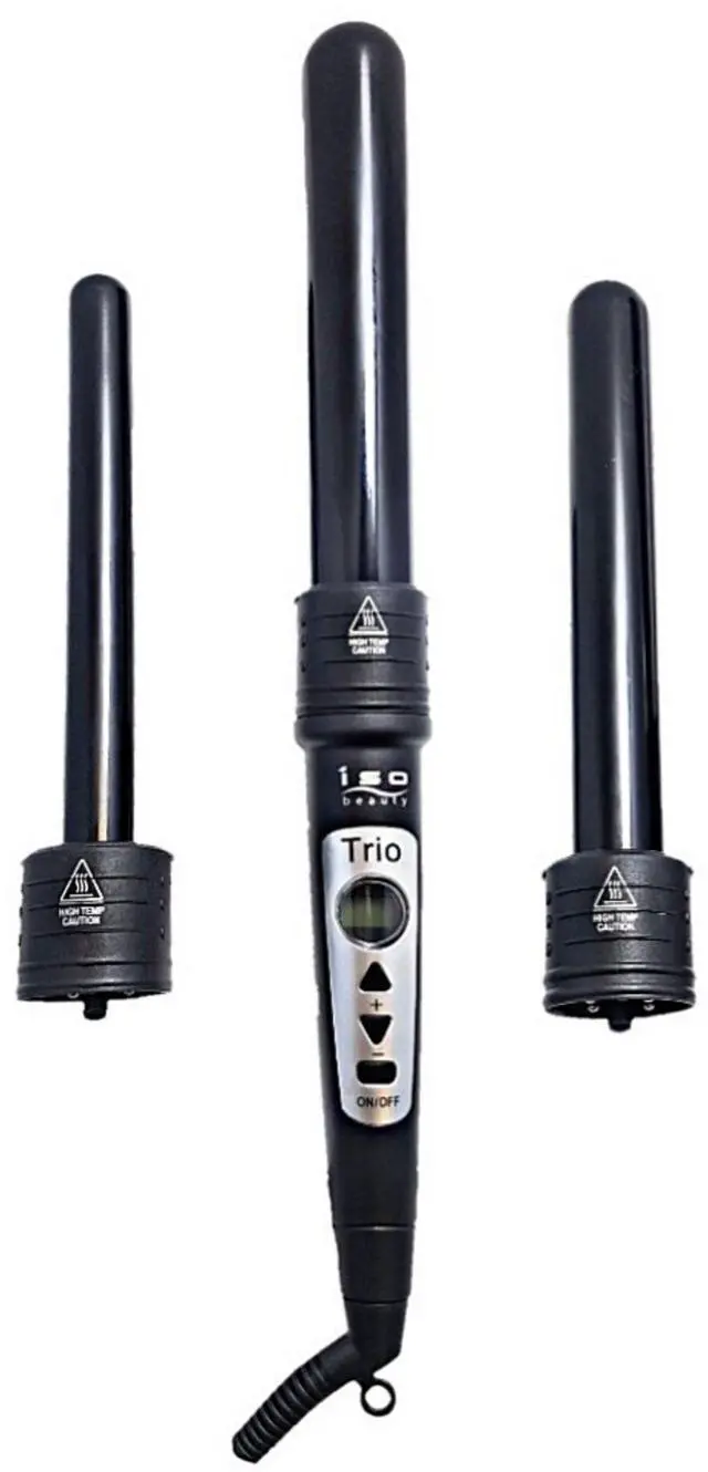 Main image of ISO Beauty Trio 3-in-1 Interchangeable Professional Tourmaline-Infused Ceramic Curling Set - Black
