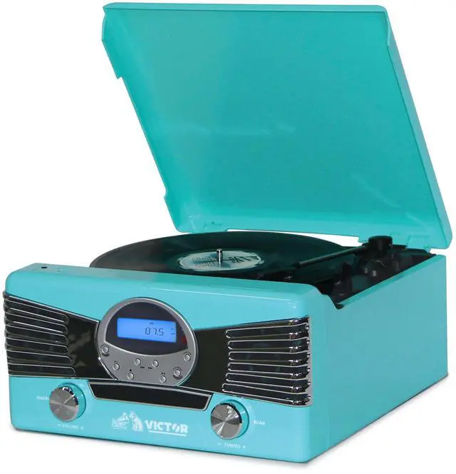 Main image of Victor Diner 7-in-1 Turntable Music Center - Turquoise