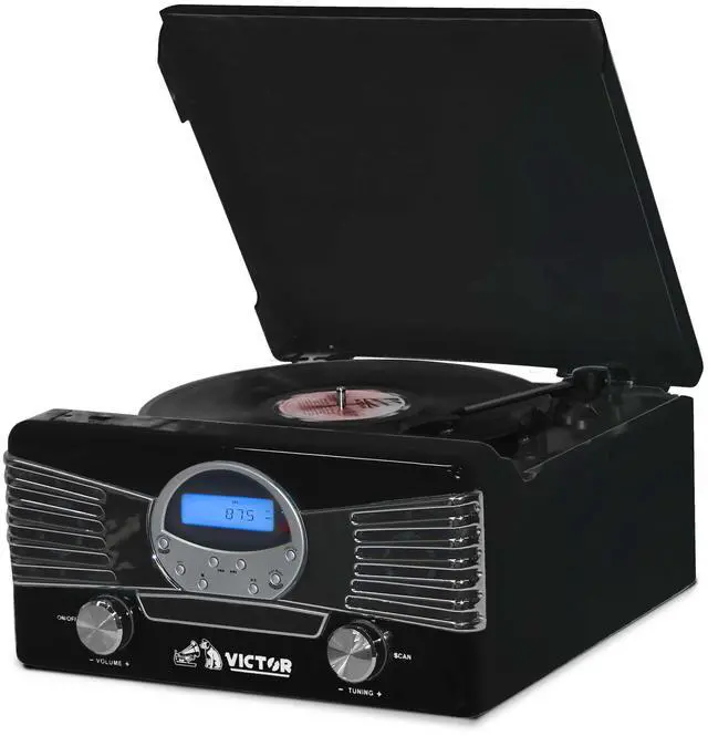 Main image of Victor Diner 7-in-1 Turntable Music Center - Black
