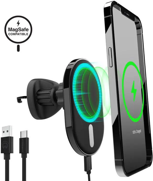 Main image of HyperGear MagVent Wireless Car Charging Mount for iPhone 13 - Black