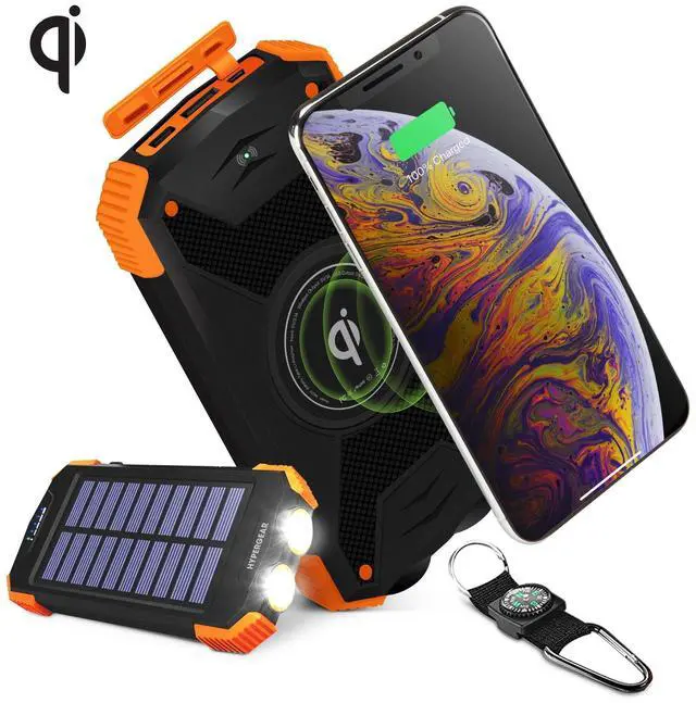 Main image of HyperGear Solar 10000mAh Wireless Power Bank - Black