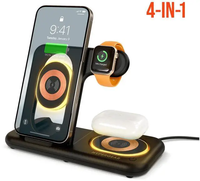 Main image of HyperGear 4 in 1 Wireless Charging Stand - Black
