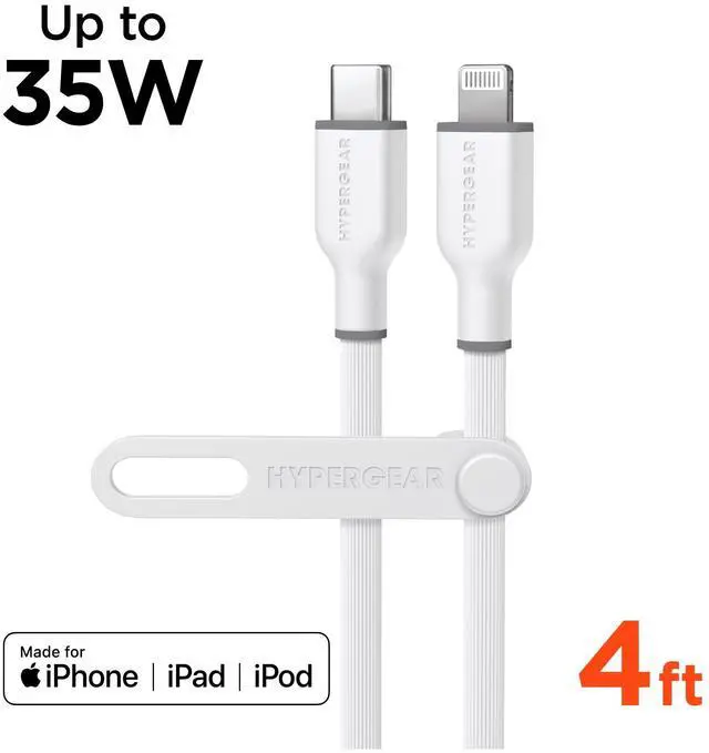 Main image of HyperGear Flexi PRO USB-C to Lightning Cable 4ft - White