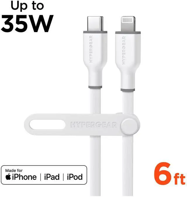 Main image of HyperGear Flexi PRO USB-C to Lightning Cable 6ft - White