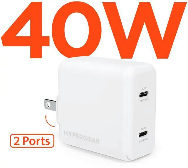 Main image of HyperGear PD40W Dual USB-C Wall Charger - White