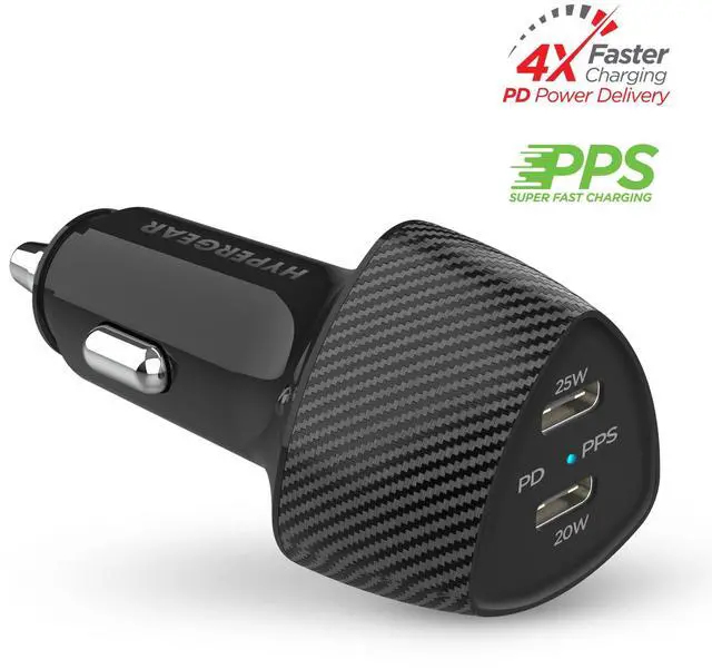 Main image of HyperGear SpeedBoost 45W PD Dual Output Car Charger - Black