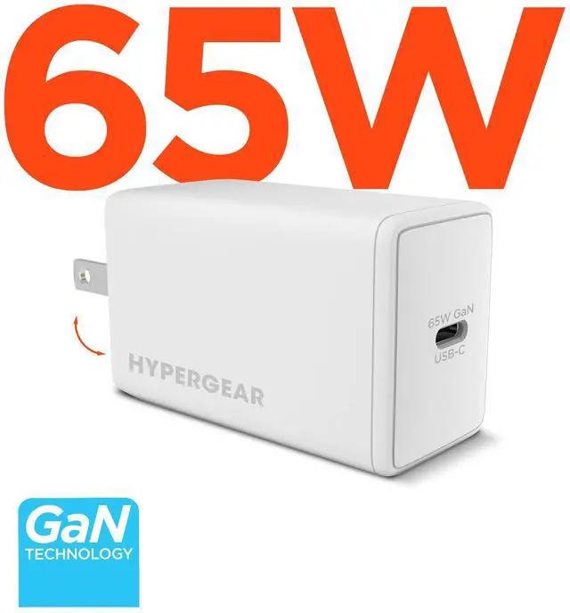 Main image of HyperGear SpeedBoost 65W USB-C PD PPS GaN Laptop Charger - White