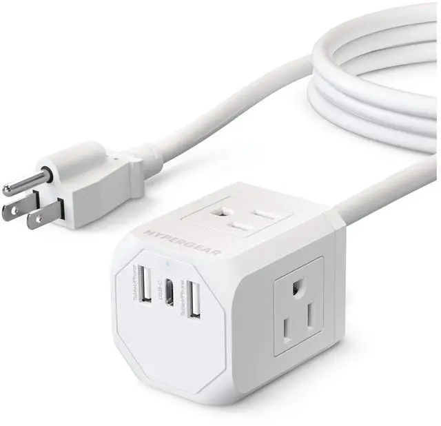 Main image of HyperGear Cube Multi-Port Power Strip Extension Cord - White