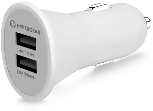 Main image of HyperGear Dual USB 2.4A Rubberized Vehicle Charger Gen-2 - White