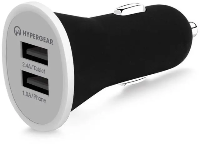 Main image of HyperGear Dual USB 2.4A Rubberized Vehicle Charger Gen-2 - Black