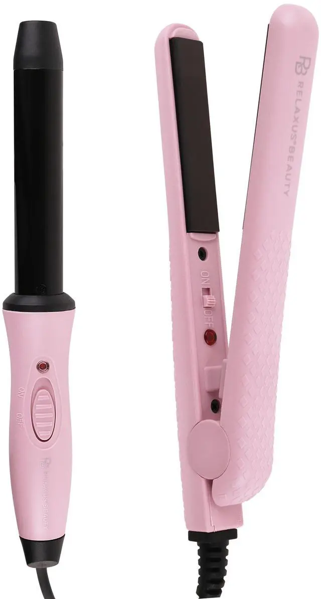 Main image of Relaxus Beauty Mini Straighten and Curl Styling Duo Set - Pink Blush