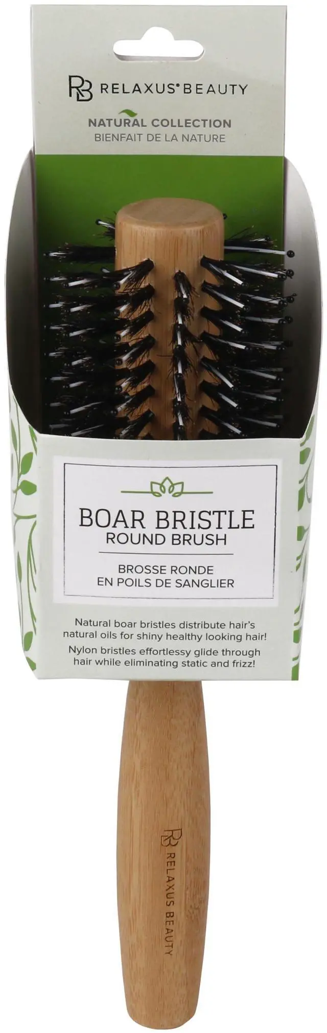Main image of Relaxus Beauty Boar & Nylon Bristle Bamboo 1.1" Round Hair Brush - Wood