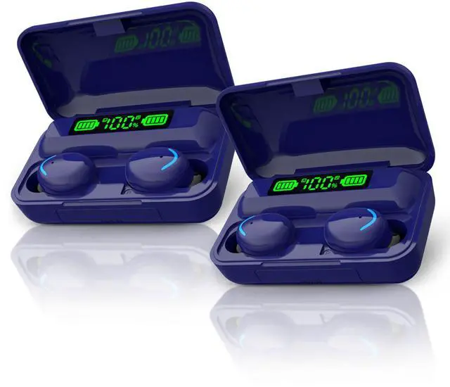Main image of VYSN Flux 7 TWS Earbuds with Wireless Charging Case & Power Bank - 2-Pack - Dark Blue