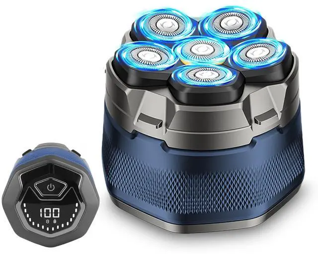 Main image of VYSN Cordless 6D Head Shaver: Waterproof, Rechargeable, LED Display - Blue