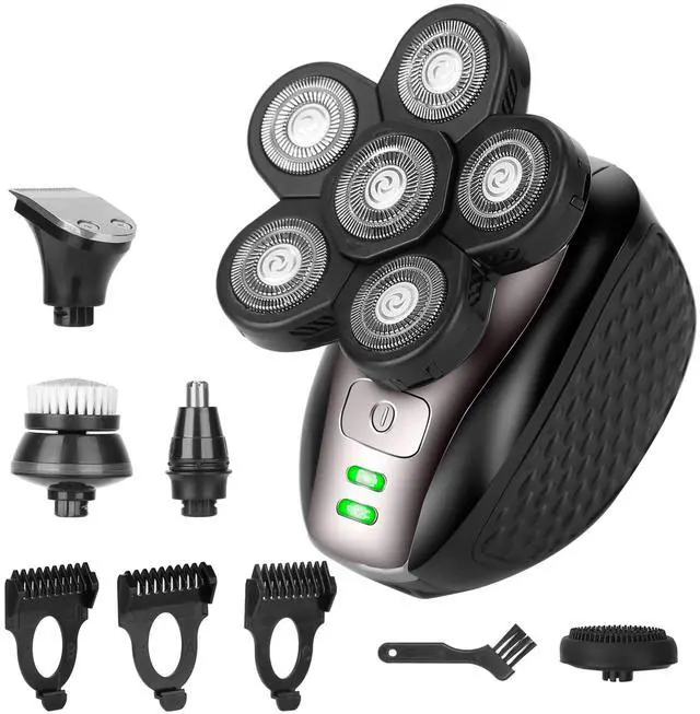 Main image of VYSN 5 In 1 Electric Razor For Bald Men Rechargeable Cordless Head Beard Trimmer Shaver Kit IPX6 Waterproof Dry Wet Grooming Kit with 3 Combs - Black