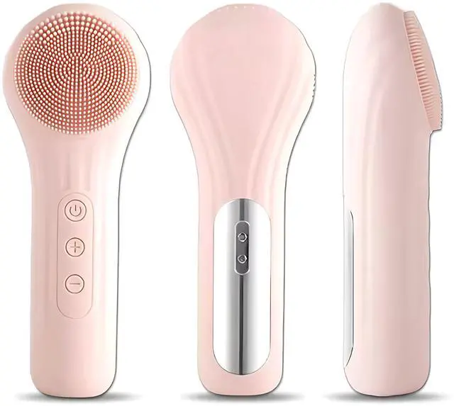 Main image of Vista AquaPulse Waterproof Silicone Facial Cleansing Brush - Vibrating Heated Face Scrubber - Pink