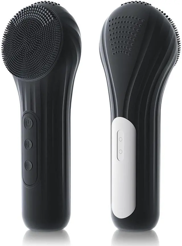 Main image of Vista AquaPulse Waterproof Silicone Facial Cleansing Brush - Vibrating Heated Face Scrubber - Black