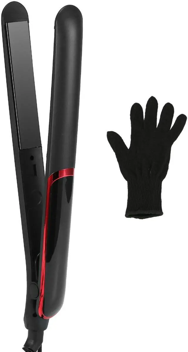 Main image of VYSN Hair Straightener Curling Iron 2 In 1 Twist Hair Straightener Ceramic Plate Hair Curler w/ Temperature Adjust LCD Display Glove - Black