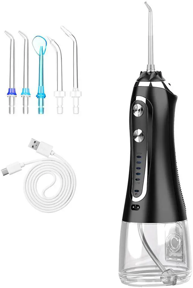 Main image of VYSN Cordless Rechargeable Water Dental Flosser - 5 Modes, 5 Nozzles, IPX7, 10.14oz Tank - Black