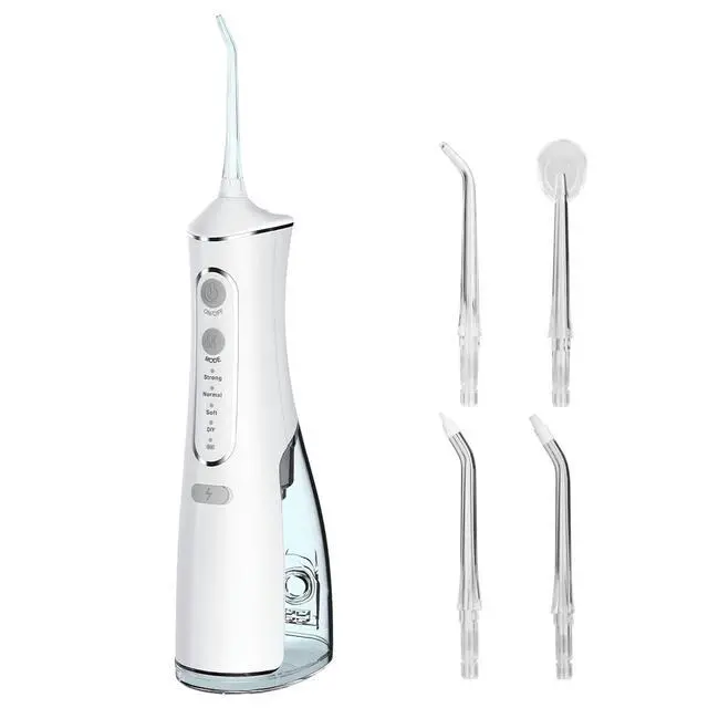 Main image of VYSN Portable Water Dental Flosser Cordless Rechargeable Dental Oral Irrigator IPX7 Waterproof Teeth Cleaner with 4 Modes 4 Nozzles 10.15oz - White