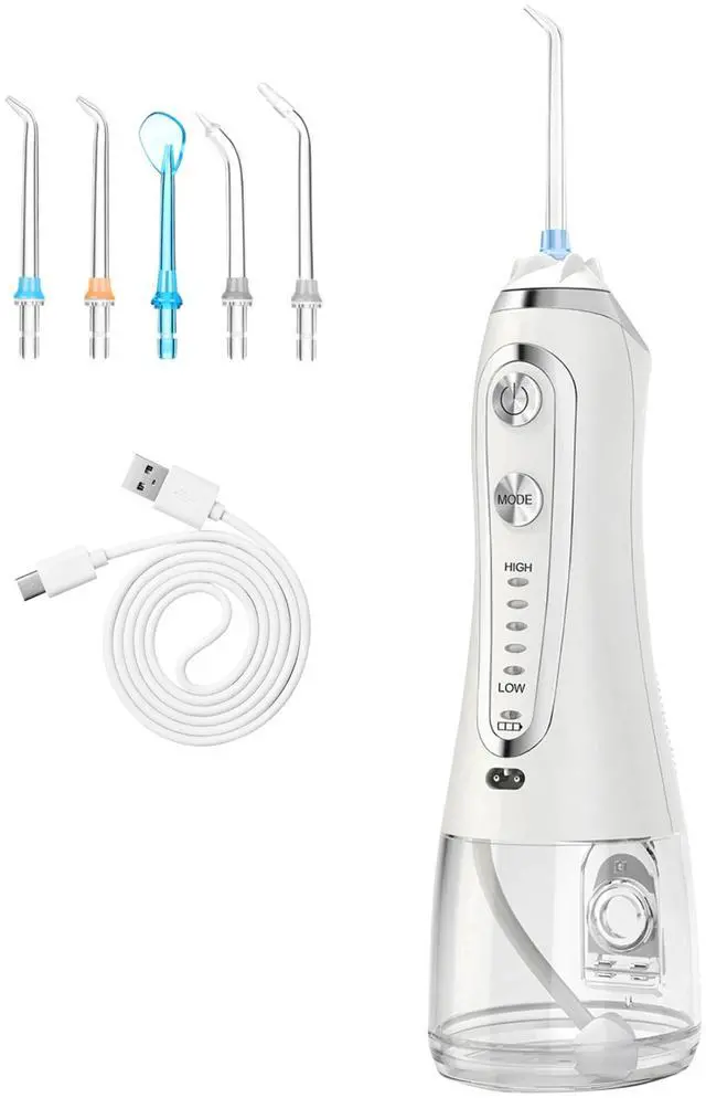 Main image of VYSN Cordless Rechargeable Water Dental Flosser - 5 Modes, 5 Nozzles, IPX7, 10.14oz Tank - White