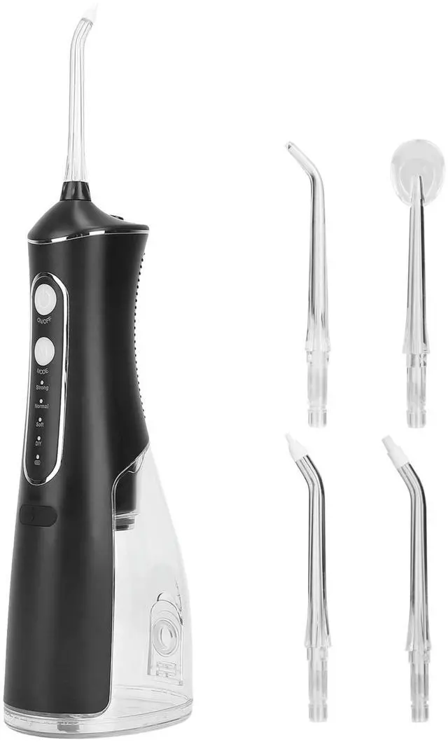 Main image of VYSN Portable Water Dental Flosser Cordless Rechargeable Dental Oral Irrigator IPX7 Waterproof Teeth Cleaner with 4 Modes 4 Nozzles 10.15oz - Black
