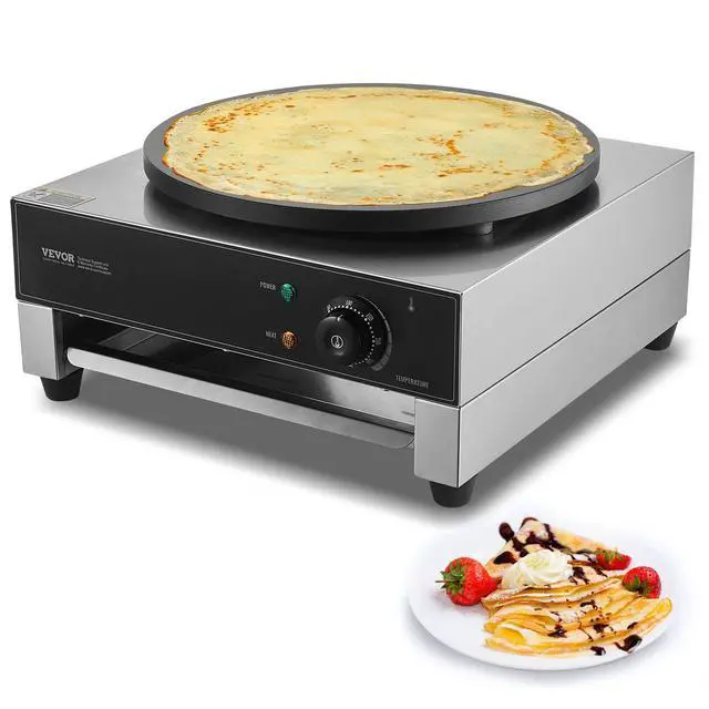 Alt view image 9 of 9 - Electric Crepe Maker, 16-Inch Commercial Crepe Machine, 1700W Flat Plate Crepe Griddle, Nonstick Stainless Steel Pancake Making Machine, Desktop Circular Cereals Pancake Stove with Temp Control
