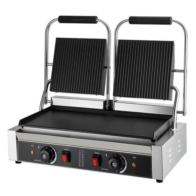 Alt view image 15 of 15 - VEVOR Commercial Panini Press Grill Electric Sandwich Maker Griddle Plate 19"x9"