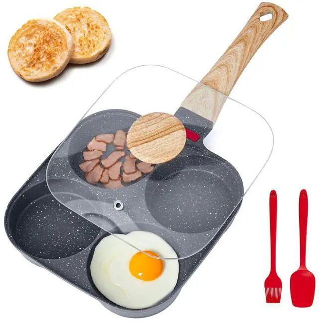 Alt view image 9 of 9 - VEVOR 4 Holes Egg Pan Aluminium Omelette Skillet Nonstick Pancake Maker with Lid