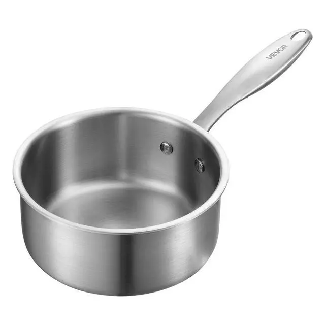 Alt view image 9 of 9 - VEVOR 1.5 QT Saucepan with Steamer Stainless Steel Saucepan with Glass Lid