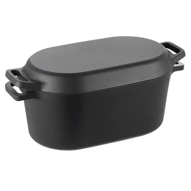 Alt view image 9 of 9 - Enameled Cast Iron Dutch Oven Heavy-Duty Cookware with Lid Handles 3.5 Qt Black