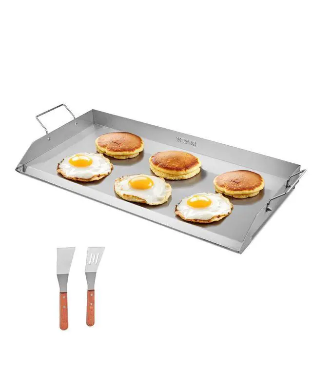 Alt view image 9 of 9 - Stainless Steel Griddle, 32x16 inch Universal Flat Top Rectangular Plate, Gas Grill Griddle for BBQ Grill, Teppanyaki, Portable Family Cookware with Handle, for Camping Tailgating Party