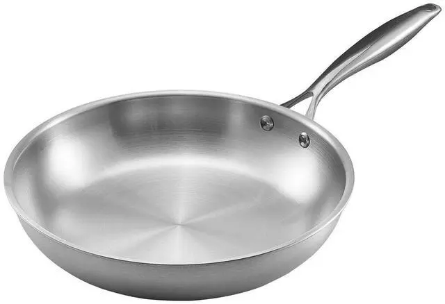 Alt view image 9 of 9 - Tri-Ply Stainless Steel Frying Pan, 3 Pcs Set (8, 10, 12 in), Cooking Skillet with Heat-Resistant Handle, Chef's Kitchen Cookware, Oven, Gas, Electric, Induction, Dishwasher Compatible, Silver