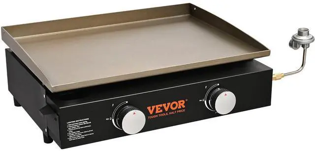 Alt view image 8 of 8 - Gas Griddle, 2 Burner Tabletop Griddle, 22 inch Portable Griddles Propane with Oil Drain Hole & Oil Collection Tray, 22000BTU Camping Flat Top Grill for Outdoor Cooking, Tailgating, LPG