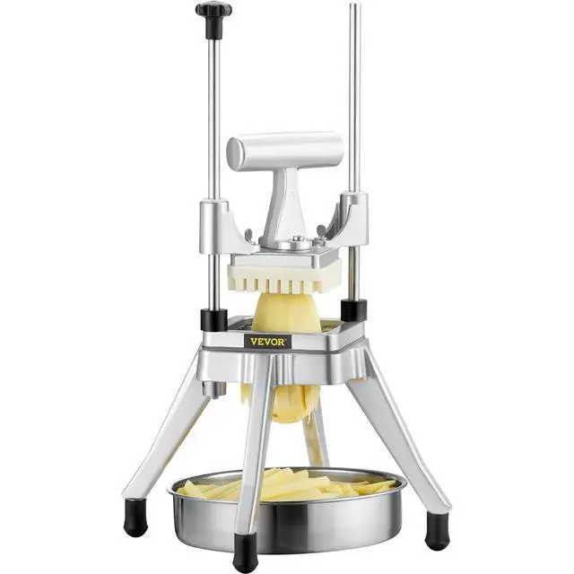 Alt view image 8 of 8 - Commercial Vegetable Fruit Chopper, Stainless Steel French Fry Cutter with 4 Blades 1/4" 3/8" 1/2", 6-wedge Slicer, Chopper Dicer with Tray, Heavy Duty Cutter for Potato Tomato Onion Mushroom