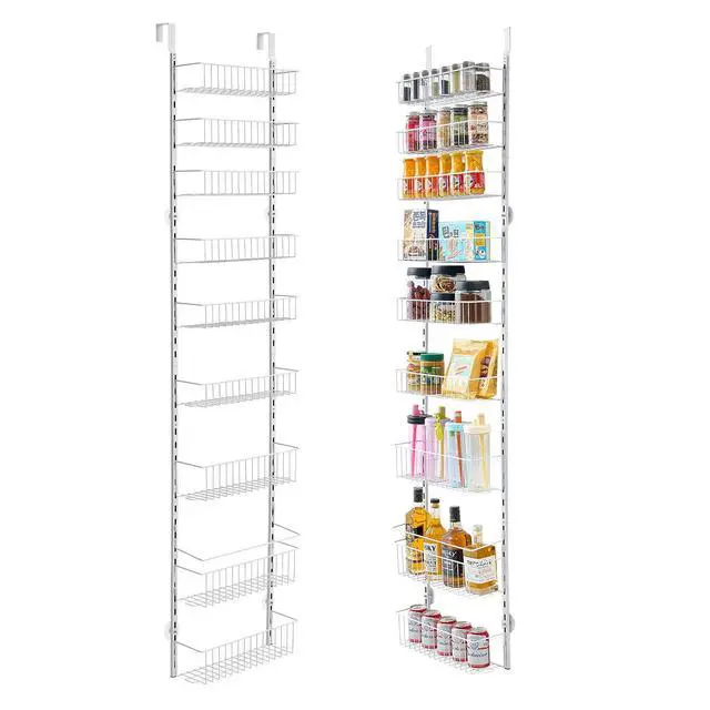 Alt view image 9 of 9 - VEVOR 9-Tier Over the Door Pantry Organizer Hanging Storage Rack Adjustable Kitchen