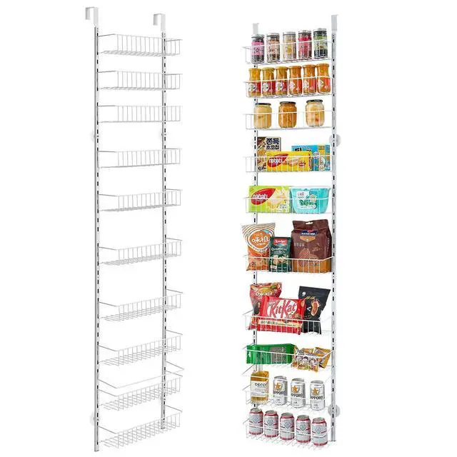 Alt view image 8 of 8 - VEVOR 10-Tier Over the Door Pantry Organizer Hanging Storage Rack Adjustable Kitchen