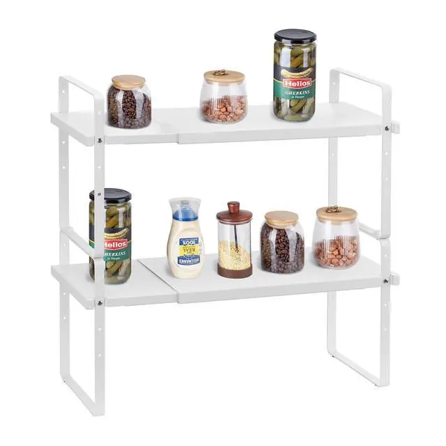 Alt view image 15 of 15 - VEVOR 2 Tier Cabinet Organizer Shelf Counter Shelves Steel Kitchen Storage Spice Rack