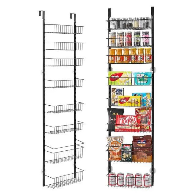 Alt view image 15 of 15 - VEVOR 8-Tier Over the Door Pantry Organizer Hanging Storage Rack Adjustable Kitchen