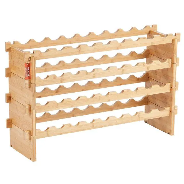 Alt view image 15 of 15 - VEVOR 36 Bottle Stackable Modular Wine Rack Bamboo Wood Display Shelf 4-Tier